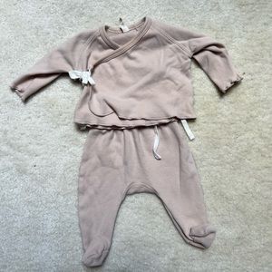 Quincy Mae wrap top + pants set Petal. Newborn coming home outfit